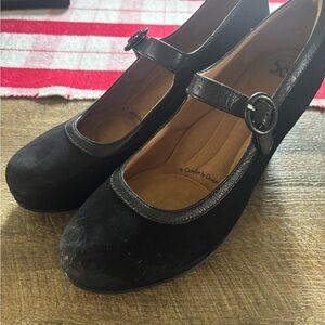 Sofft Black Mary Jane Heels Size 10 Leather